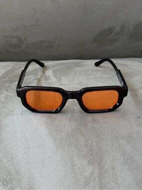 Black Frame Sunglasses with Orange Lenses - Men's Fashion Accessory